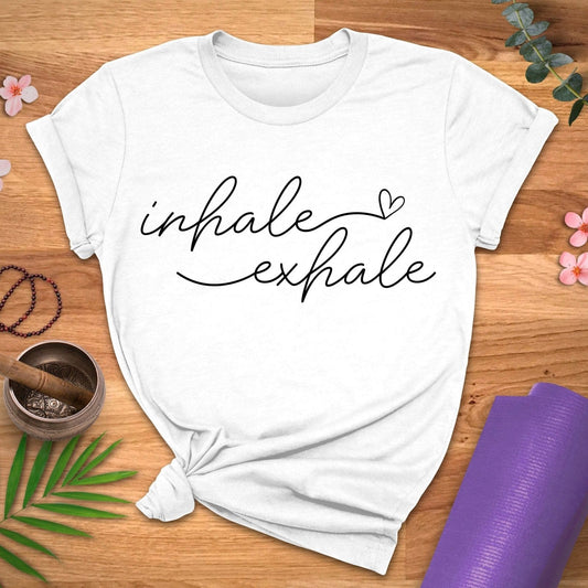 Cursive Inhale Exhale Tee - ZenWear - T-Shirt