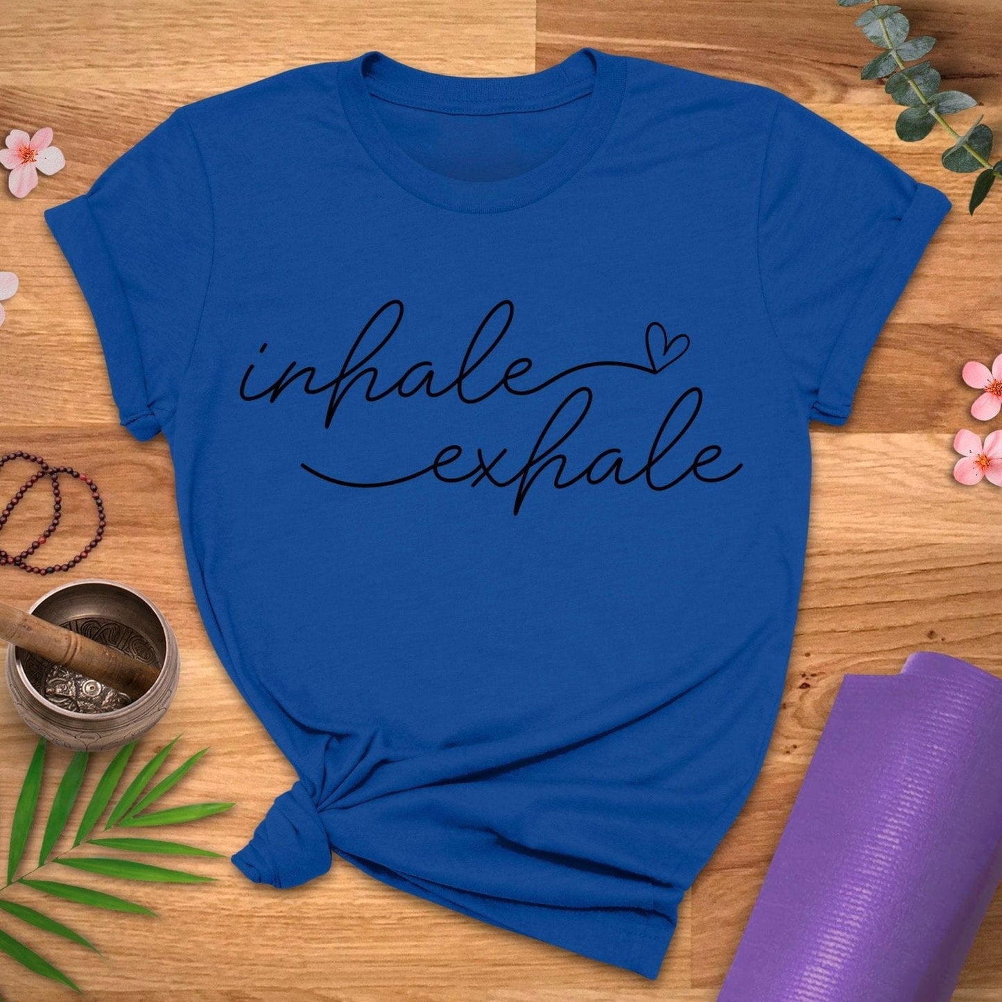 Cursive Inhale Exhale Tee - ZenWear - T-Shirt