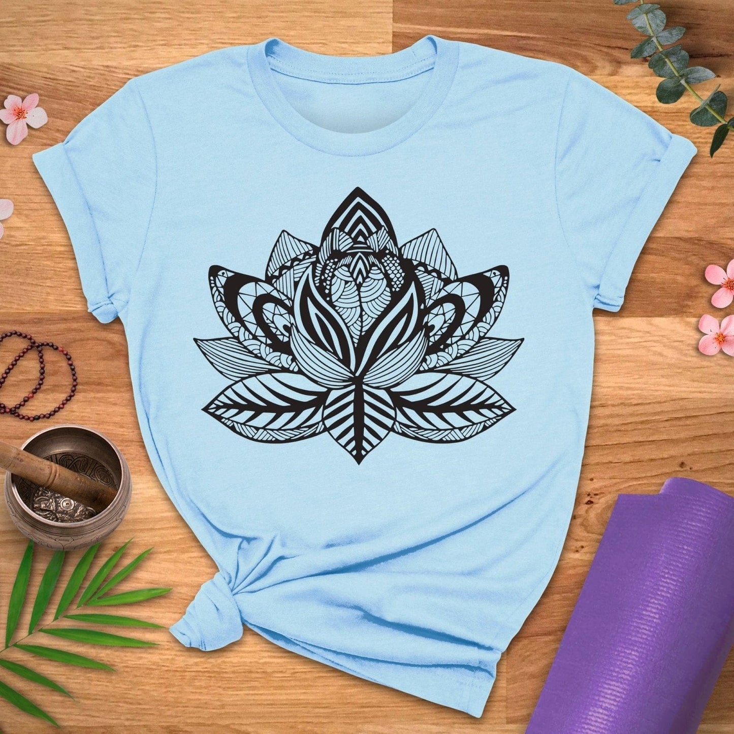 Patterned Blooming Lotus Tee - ZenWear - T-Shirt