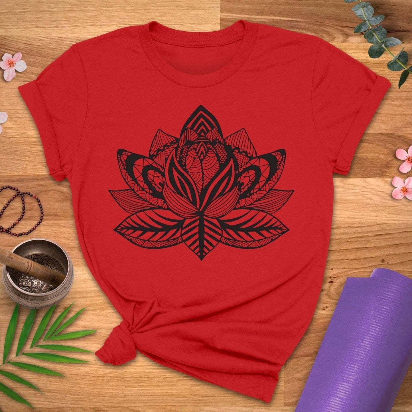 Patterned Blooming Lotus Tee - ZenWear - T-Shirt