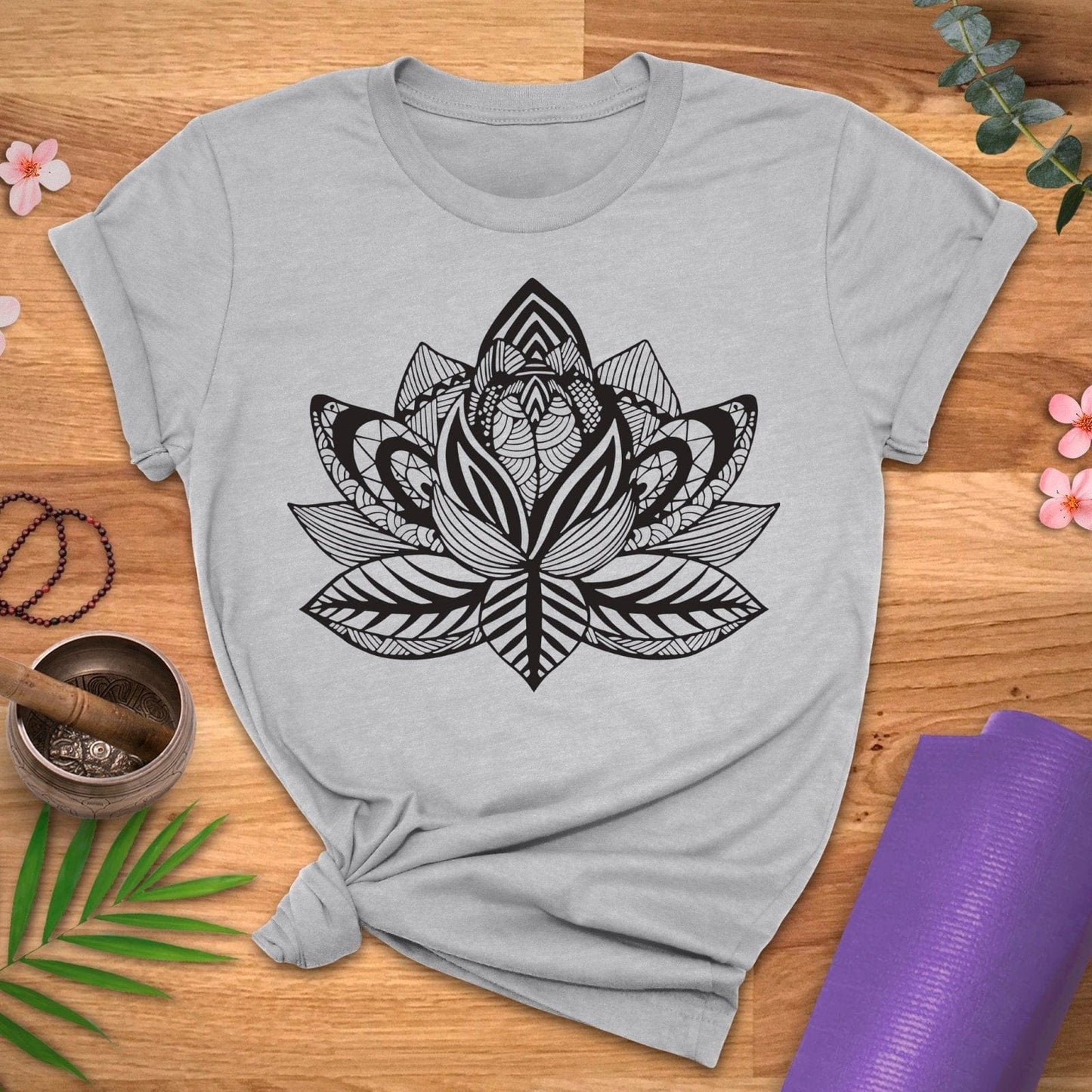 Patterned Blooming Lotus Tee - ZenWear - T-Shirt