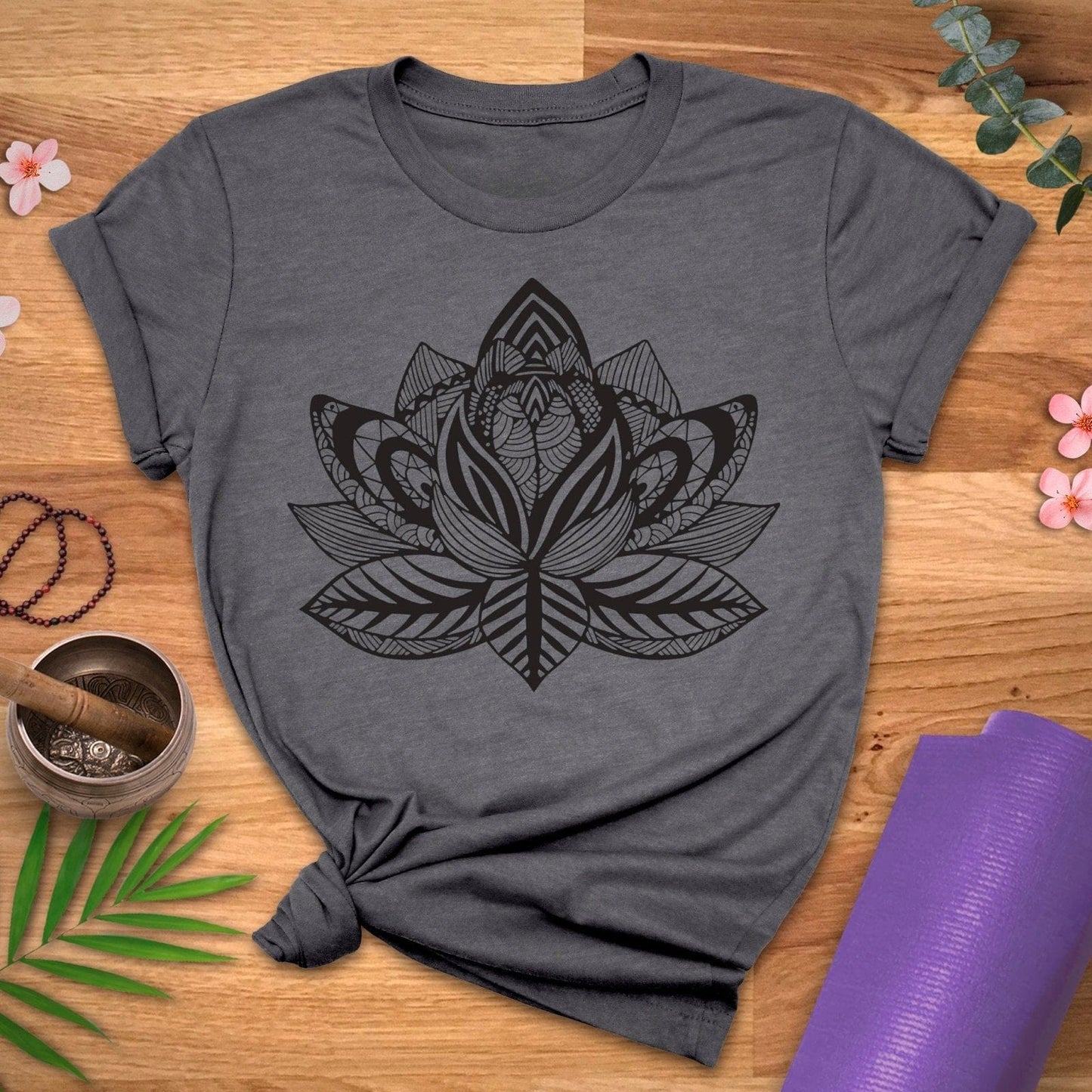 Patterned Blooming Lotus Tee - ZenWear - T-Shirt